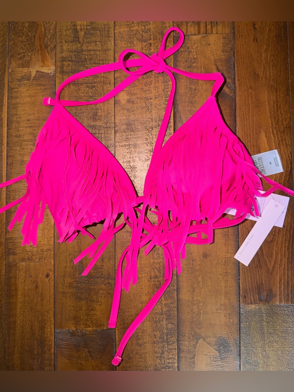 Target Hot Pink Fringe Triangle Bikini Top